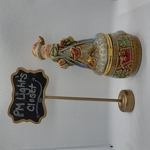 Elements Snowman Hinged Jar with Red Bird